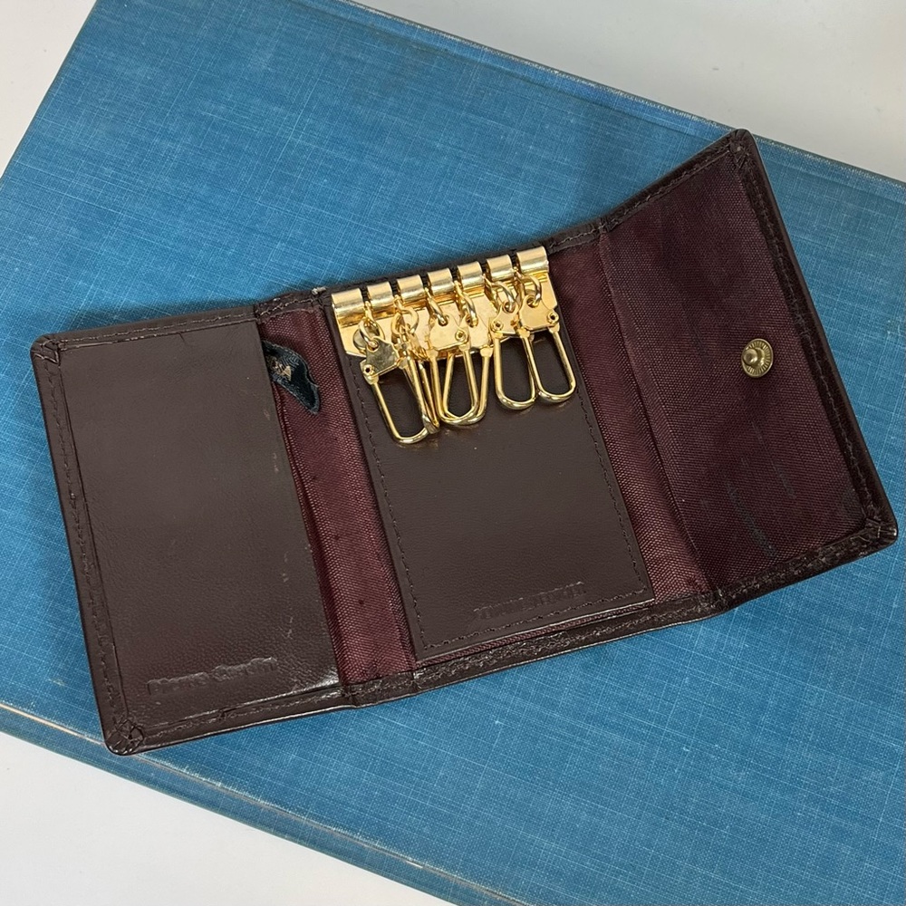Vintage Boxed Pierre Cardin Brown Tri-Fold Leather Key Holder Case Keycase - Picture 8 of 15